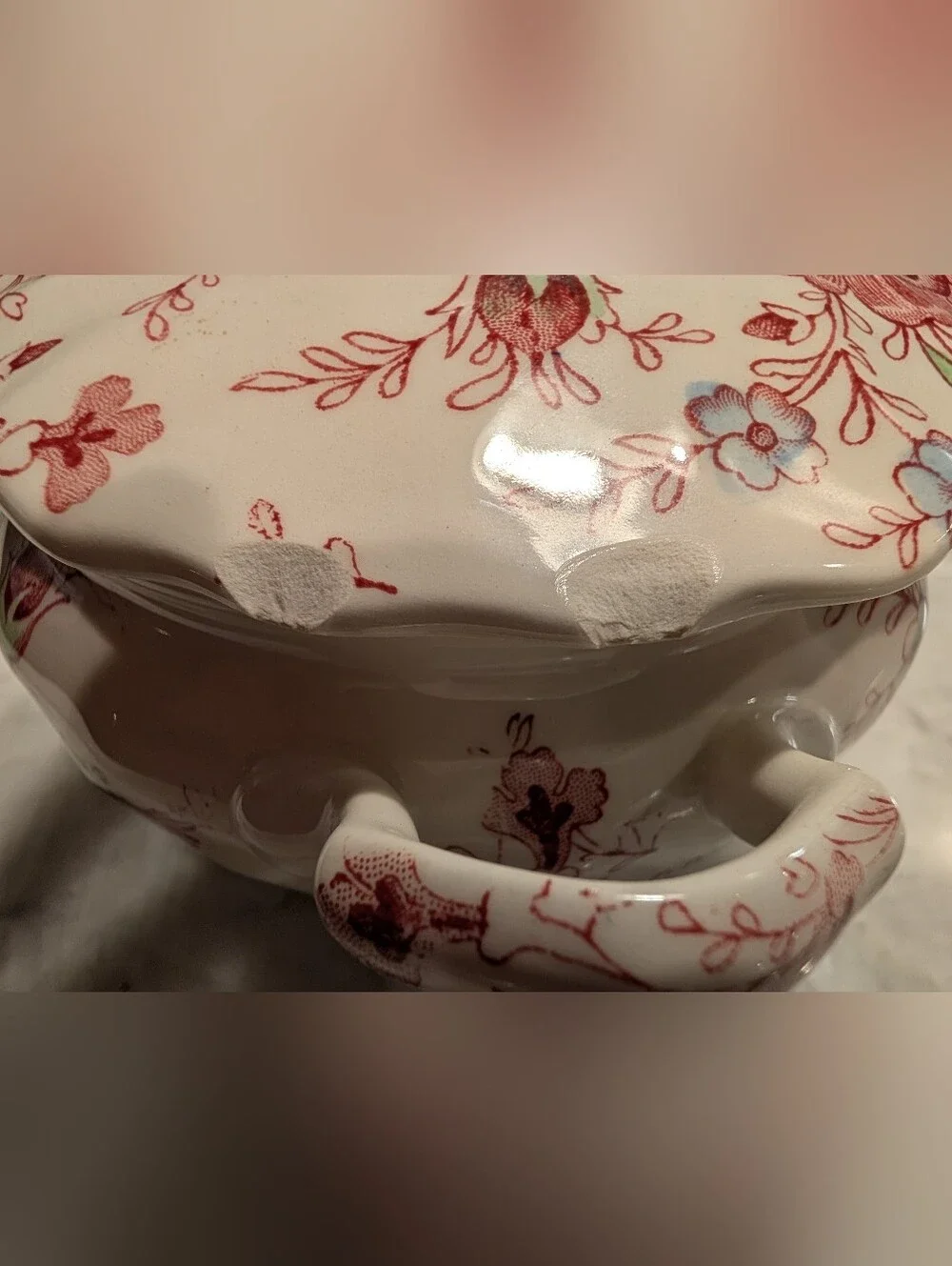Johnson Brothers Rose Chintz Floral Porcelain Sugar Bowl and Creamer Set - Pink